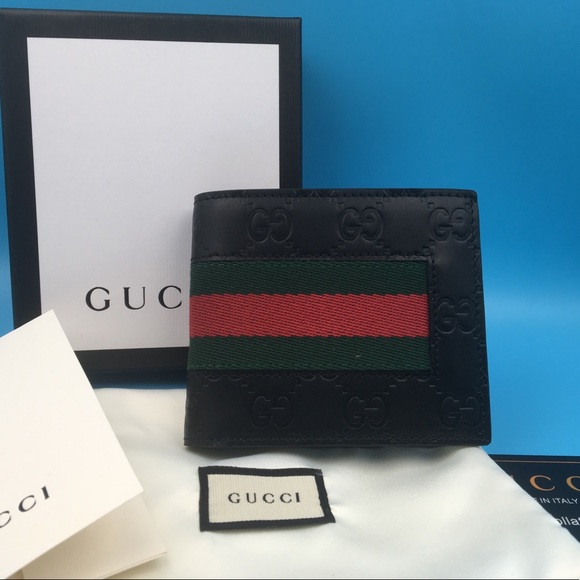 gucci wallet black with stripe